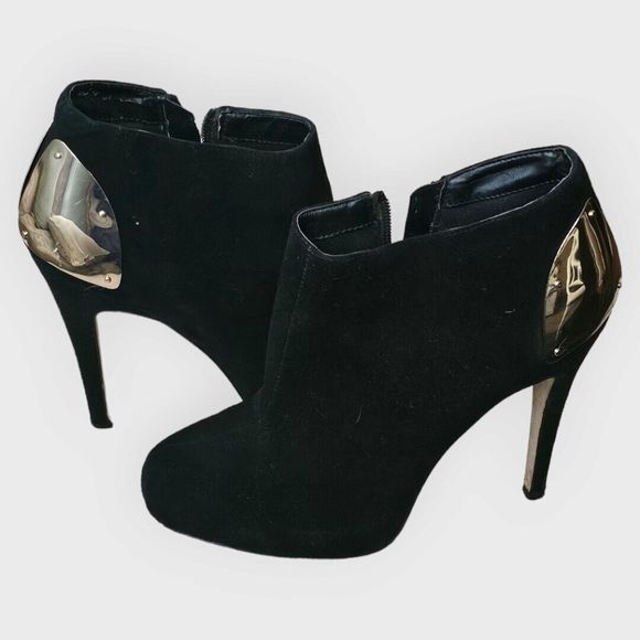 DV -  DOLCE VITA WOMEN'S "BANSI" ANKLE BOOT BLACK SUEDE GOLD ACCENTS US SIZE 7.5 - Picture 11 of 11